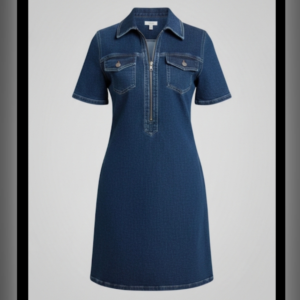 Pilcro Indigo Denim Short-Sleeve Mini Dress